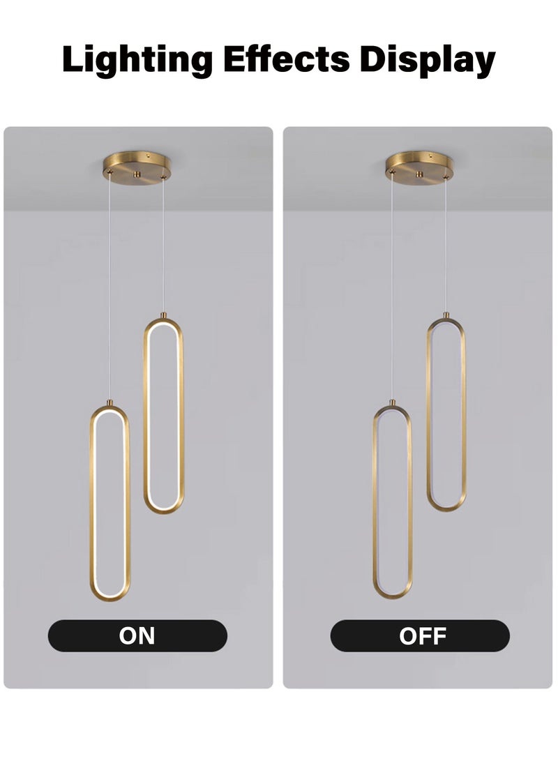 Modern Three-color Dimmable LED Chandelier Double-Head Nordic Indoor Hanging Lamp LED Bedside Pendant Lights for Luxurious Living Room Bedroom Kitchen Gold 2-Light - Image 5